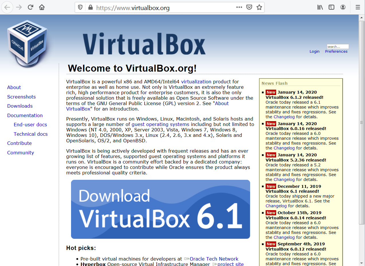 Главная страница virtualbox.org