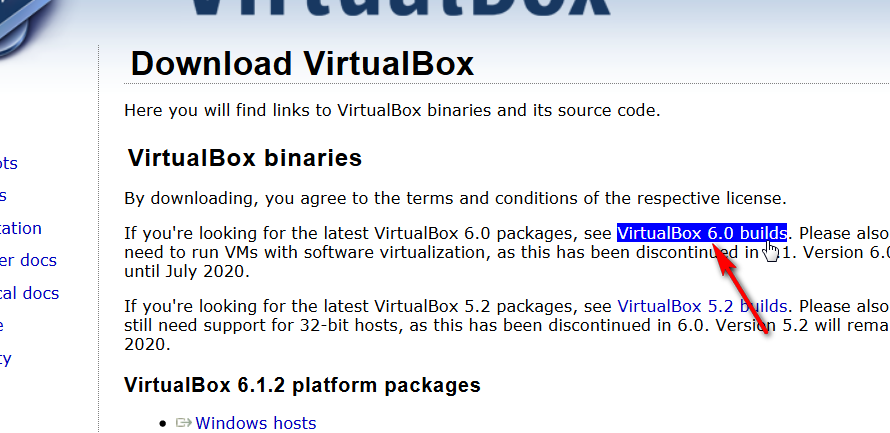 Ссылка на скачивание в VirtualBox
