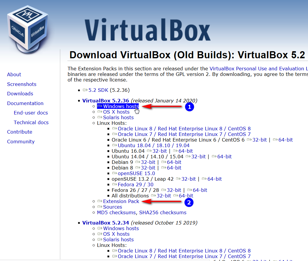 Ссылка Windows hosts в VirtualBox